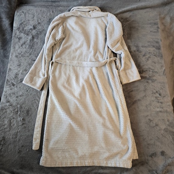 Pottery Barn Women Gray Cotton Waffle Weave Bath Robe Shawl Collar Small Turkey - Picture 11 of 16